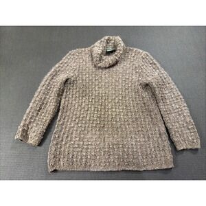 Geiger Sweater Womens Medium/Large Size 38 Brown Ribbed Turtleneck 100% Wool